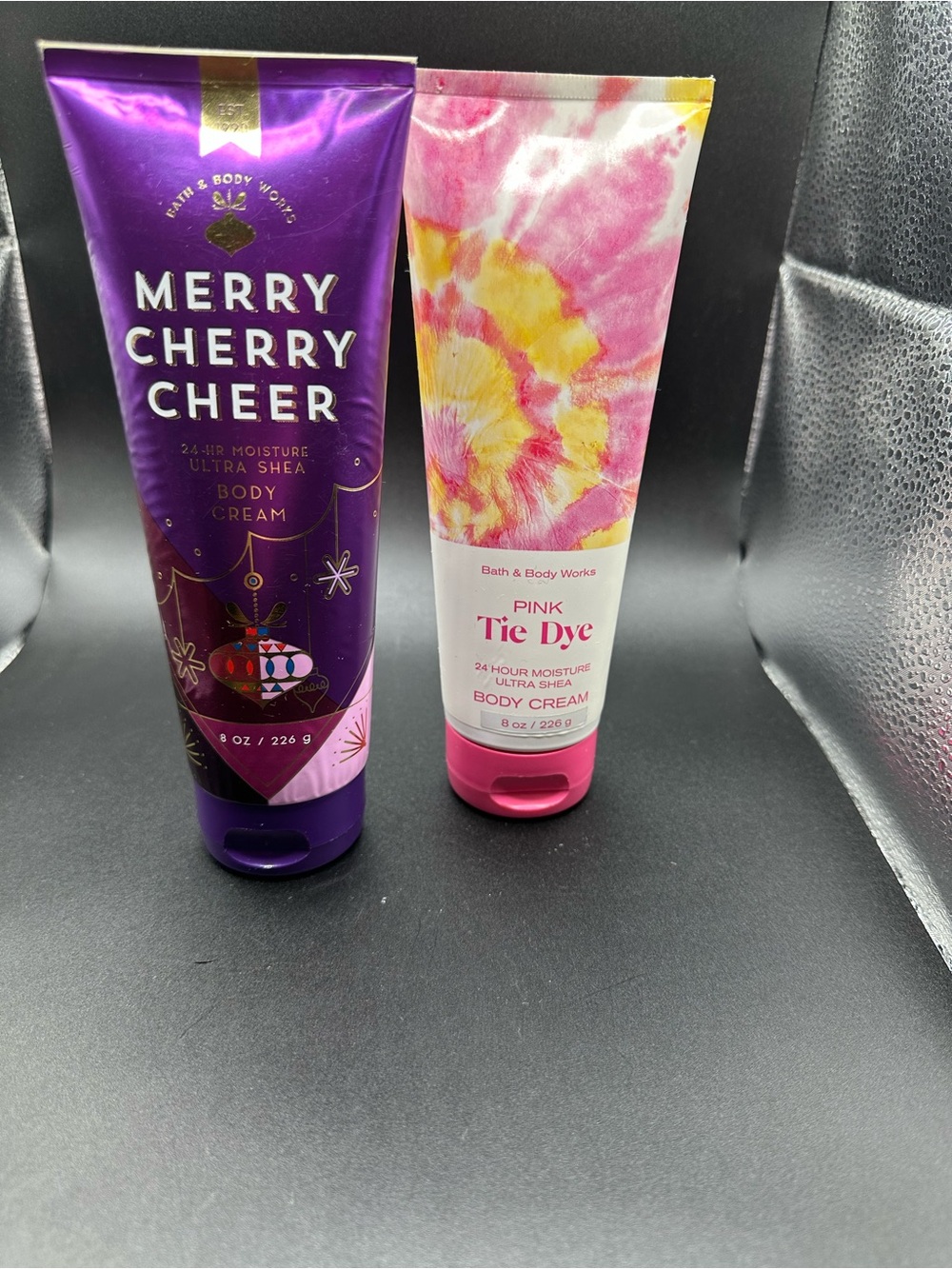 Bath & Body Works Merry Cherry Cheer & Pink Tie Dye Body Cream 8 oz Lot 2